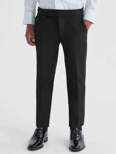 Reiss Black Senior Tuxedo Satin Stripe Trousers