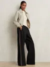 Reiss Black Side-stripe Wide-leg Trousers