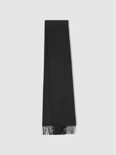 Reiss Black Silk Fringed Scarf