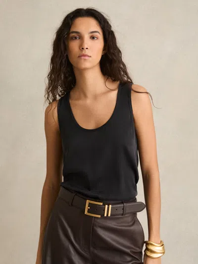 REISS REISS BLACK RUBY SILK-FRONT CAMI TOP
