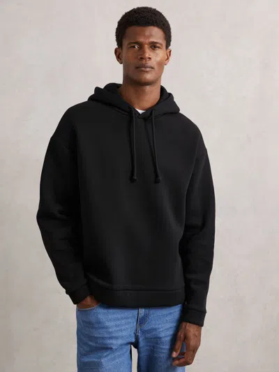 Reiss Black Silvestro Cotton-blend Fleece Hoodie