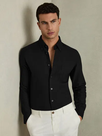 Reiss Black Slim-fit Button-down Collar Cotton Oxford Shirt