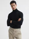 Reiss Black Slim Fit Merino Wool Roll Neck Jumper