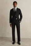 Reiss Black Slim-fit Wool-blend Suit Trousers