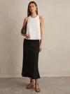 Reiss Roxi Drawstring Waist Linen Midi Skirt