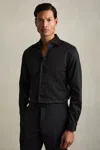Reiss Black Storm Double-cuff Cotton-twill Shirt
