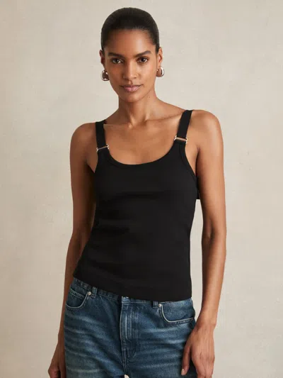 Reiss Black Stretch-cotton D-ring Strap Vest