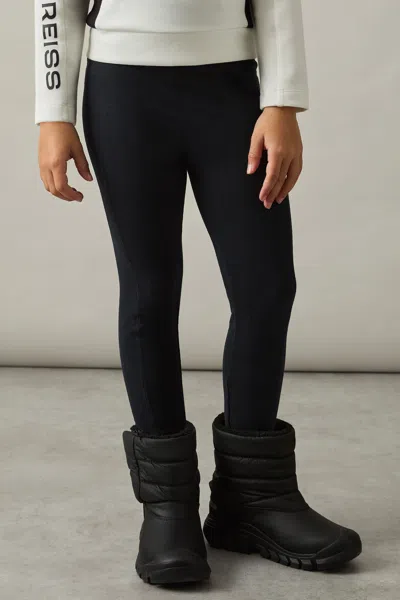Reiss Black Stretch-cotton Logo-print Leggings