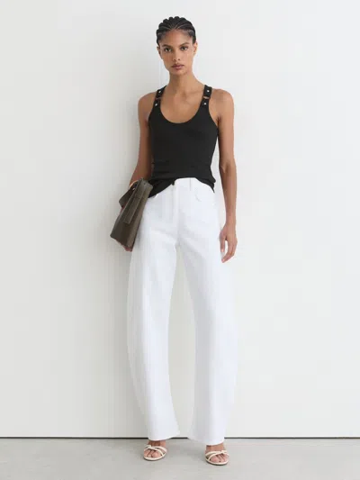 Reiss Black Stretch-cotton Hardware-detail Vest In White