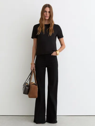 Reiss Black Stretch-cotton Ribbed-neck T-shirt