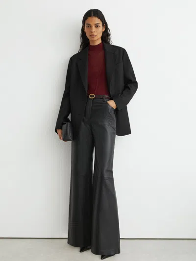 Reiss Black Stretch-twill Relaxed Single-breasted Blazer
