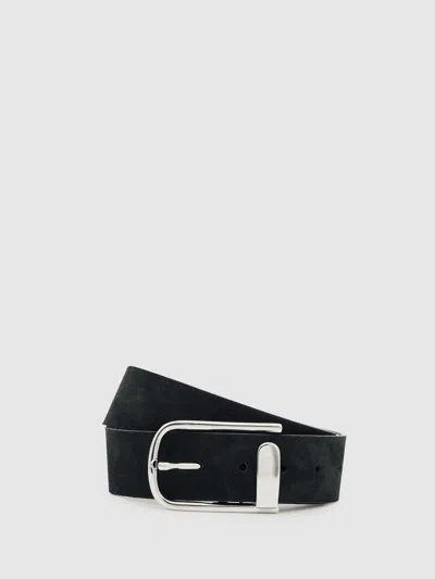 Reiss Black Suede Half-keeper Belt