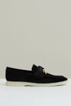 Reiss Black Suede Slip On Tassel Loafers