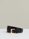 Reiss Black Suede Square Buckle Belt In Black