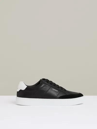 Reiss Black Suede Toe Cap Leather Trainers