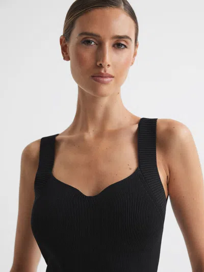Reiss Black Sweetheart Neck Top