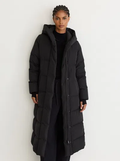 Reiss Black Tall Belted Longline Hooded Puffer Coat