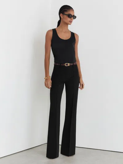 Reiss Black Tall High Rise Flared Trousers