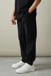 Reiss Black Technical Drawstring Trousers In Black