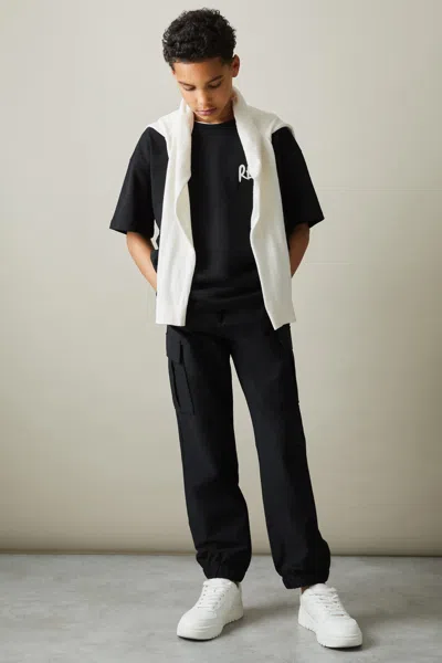 Reiss Black 3-9 Yrs Technical Drawstring Trousers