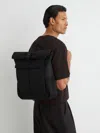Reiss Black Technical Roll-top Backpack