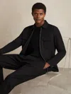 Reiss Black Technical Zip-through Overshirt