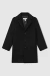 Reiss Black Teen Single Breasted Overcoat