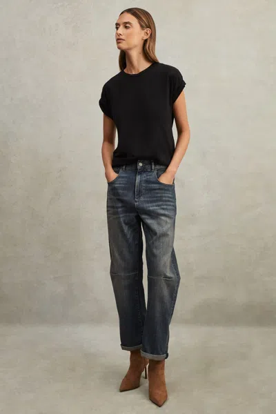 REISS REISS BLACK TEREZA COTTON-JERSEY CREW NECK T-SHIRT