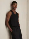 Reiss Black Textured Crew Neck Ribbed Vest In Black