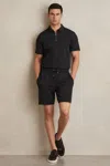 Reiss Black Textured Drawstring Shorts