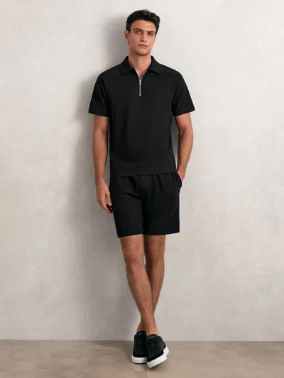 Reiss Black Textured Drawstring Shorts