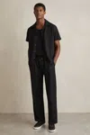 Reiss Black Textured-knit Tapered Trousers