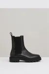 Reiss Black Leather Cleated Sole Chelsea Boots In Black