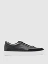 Reiss Black Bonded-leather Low-top Trainers