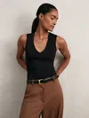 Reiss Black V-neck Sleeveless Bodysuit In Black