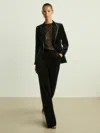 Reiss Black Velvet Flared Suit Trousers