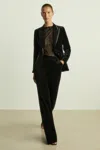 Reiss Black Parisa Velvet Flared Suit Trousers
