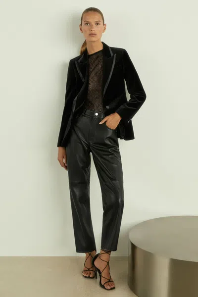 Reiss Black Velvet Single Breasted Suit Blazer