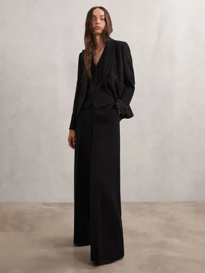 Reiss Black Wide-leg Suit Trousers