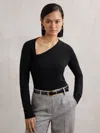 Reiss Black Wool-blend Asymmetric Knit Top