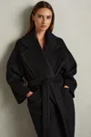 Reiss Black Wool-blend Blindseam Coat