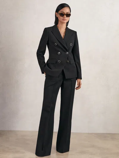Reiss Black Wool-blend Double-breasted Blazer