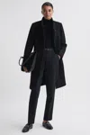 Reiss Mia Wool-blend Mid Length Coat In Black