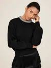 Reiss Black Wool-blend Necklace-trim Jumper With Cashmere In Black
