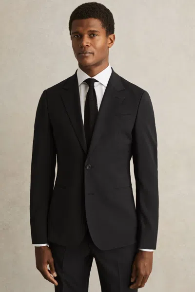 Reiss Black Wool-blend Single-breasted Suit Blazer Slim-fit
