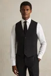 Reiss Black Wool-blend Slim-fit Waistcoat