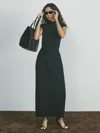 Reiss Black Wool-blend Tailored Pencil Skirt In Blue