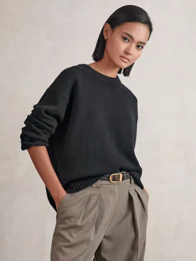 Reiss Black Wool-cashmere Crew-neck Jumper