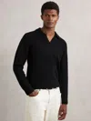 Reiss Black Wool-cashmere Open-collar Jumper