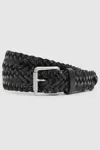 Reiss Black Woven-leather Belt